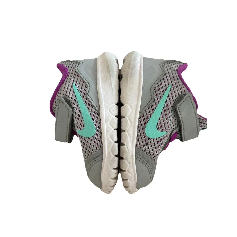 Nike‎ Sneakers Kids 3C Gray Purple Baby Toddler Tennis Shoes Hook & Loop